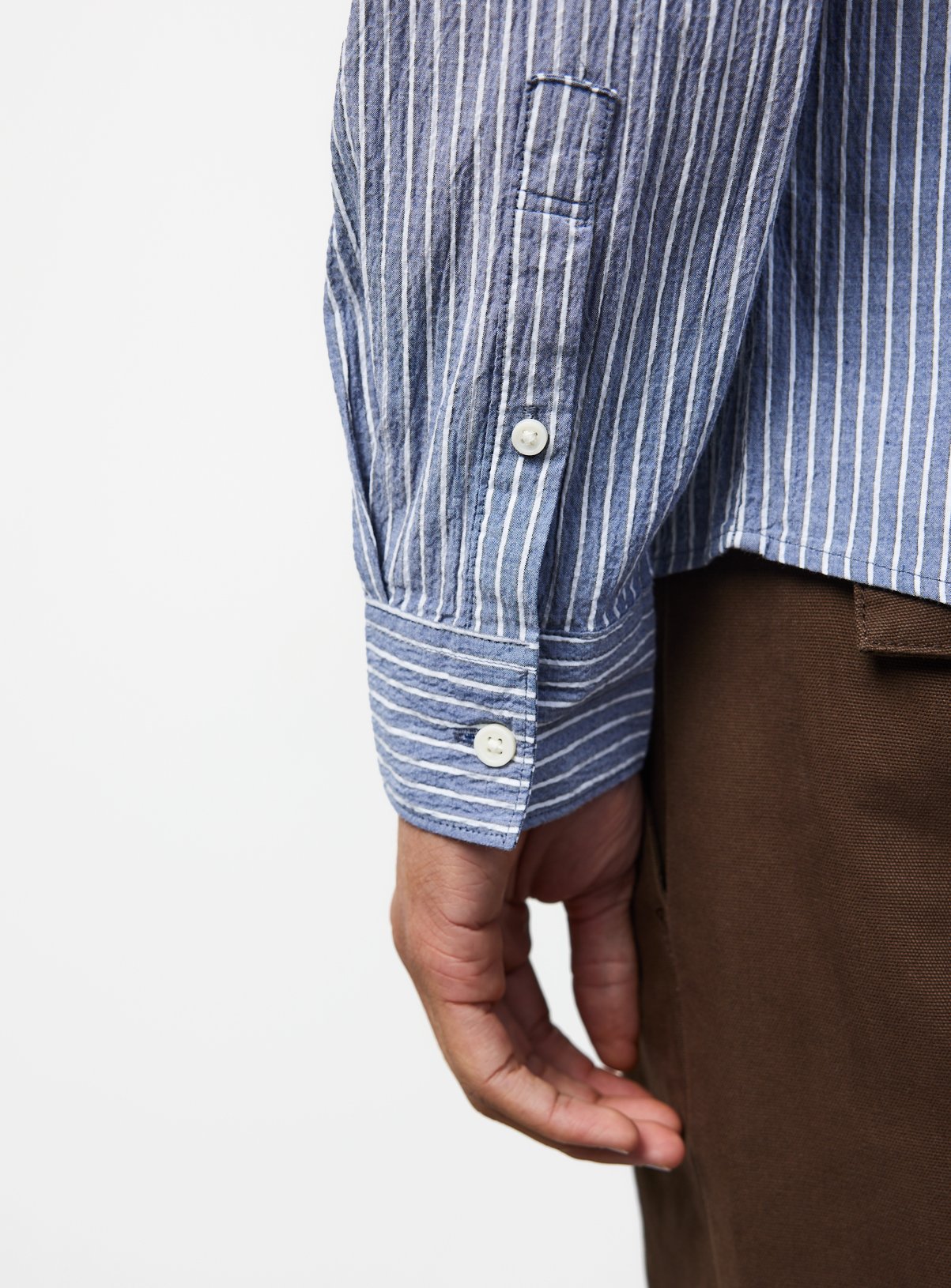 Navy Blue Stripe Seersucker Shirt XL - Image 5 thumbnail