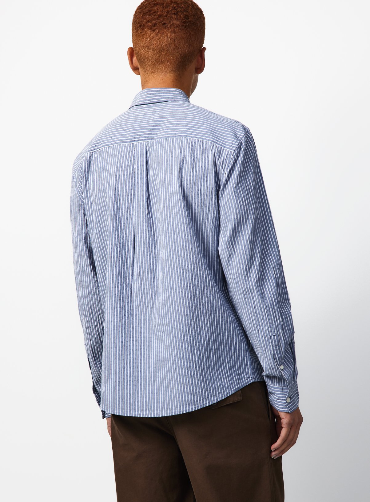 Navy Blue Stripe Seersucker Shirt XL - Image 6 thumbnail