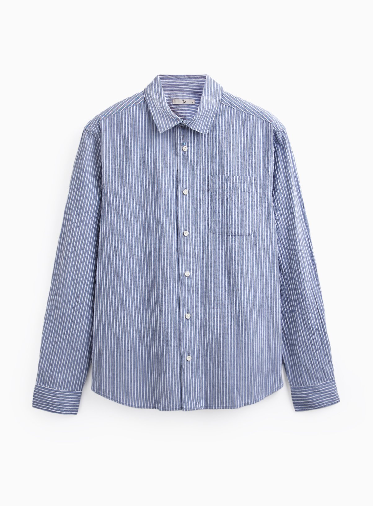 Navy Blue Stripe Seersucker Shirt XXXXL - Image 3 thumbnail