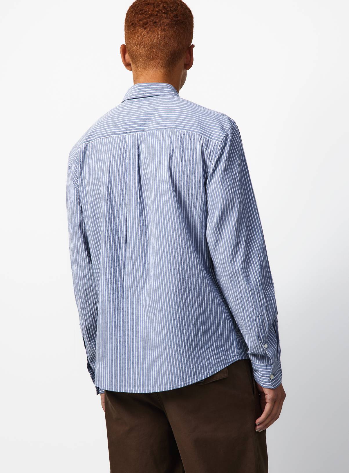 Navy Blue Stripe Seersucker Shirt XXXXL - Image 6