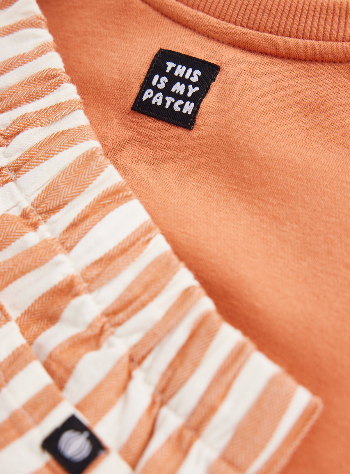 Orange Freshly Boo’d Halloween Sweatshirt & Stripe Trouser Set 6-9 months - Image 2 thumbnail