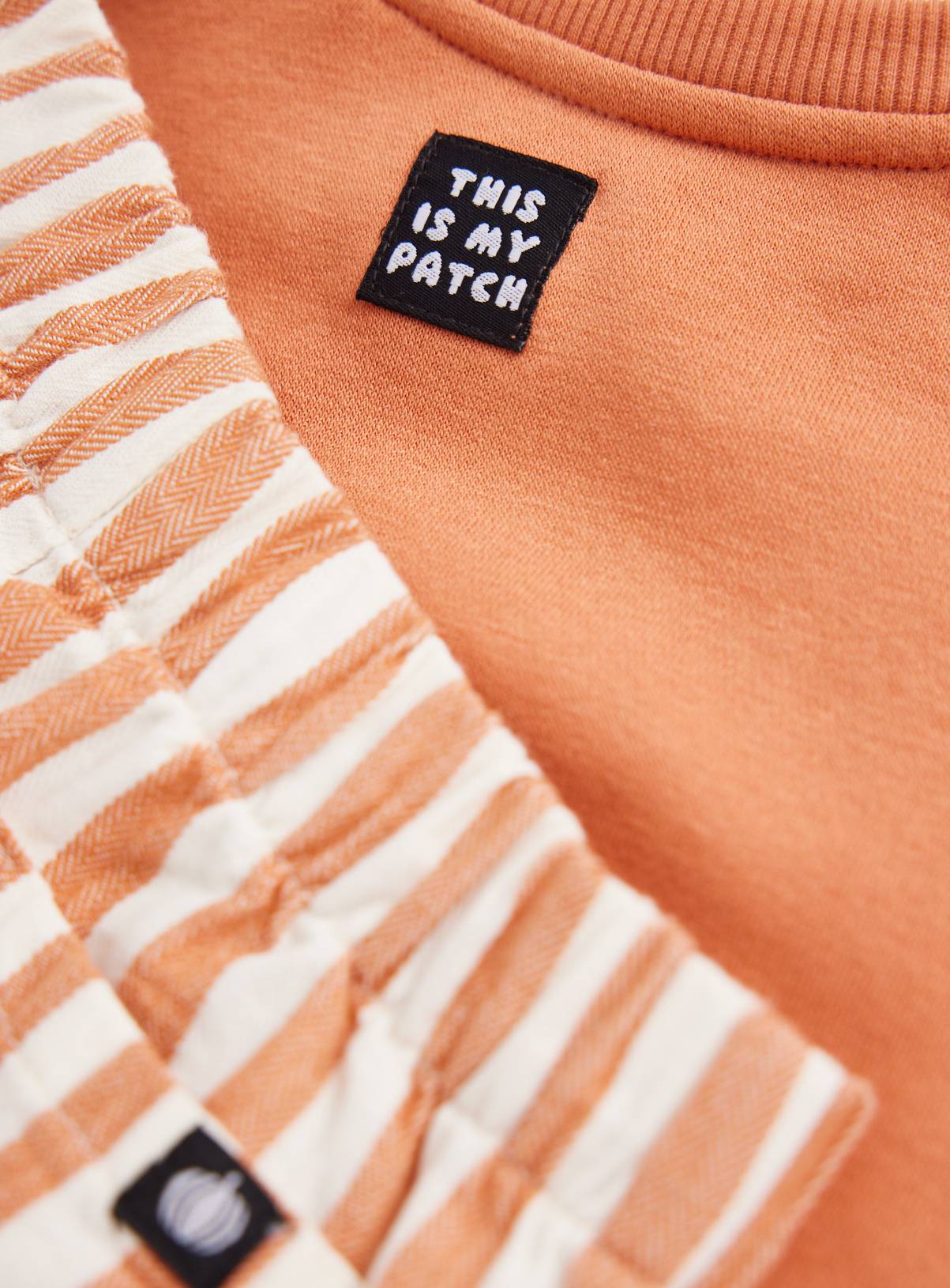Orange Freshly Boo’d Halloween Sweatshirt & Stripe Trouser Set 6-9 months - Image 2