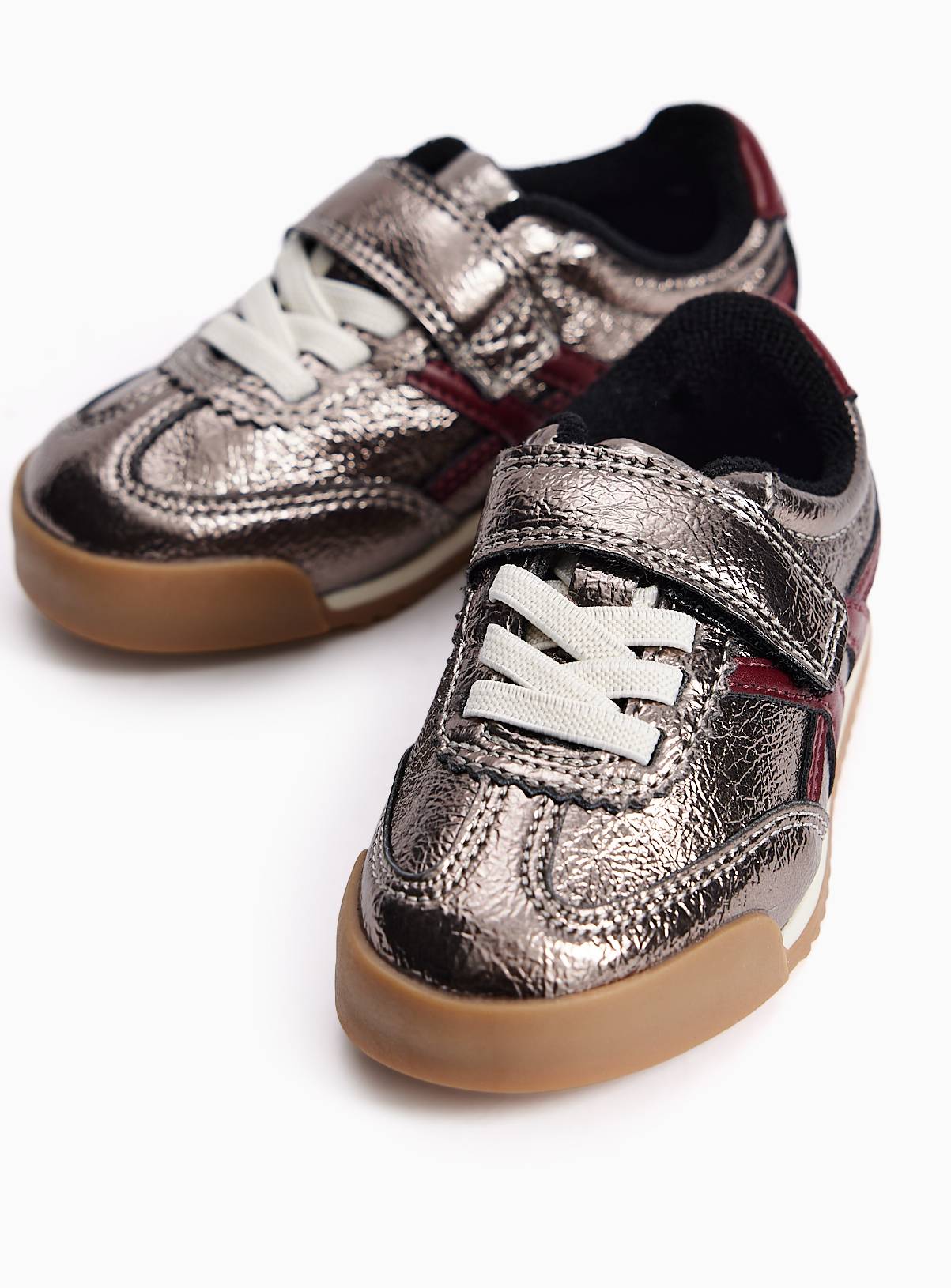 Silver Metallic Slim Sole Trainers 8 Infant - Image 3