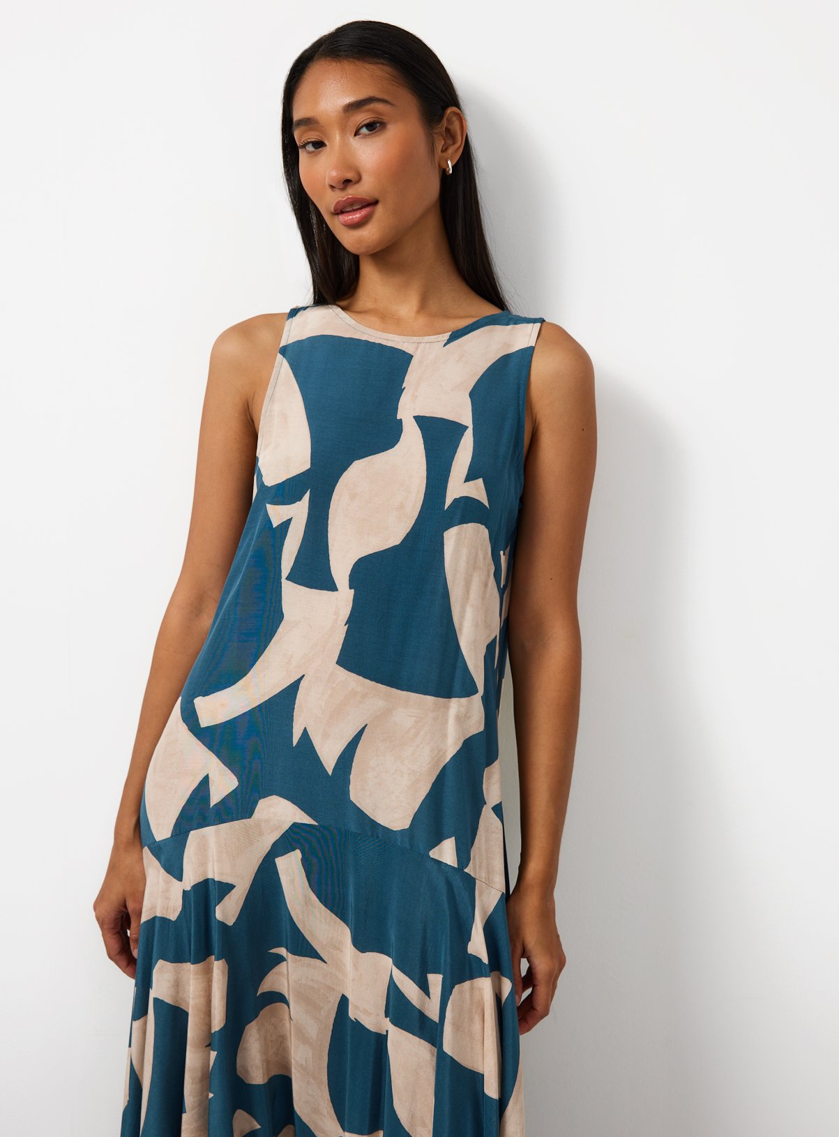 Teal Geo Print Midi Sleeveless Dress 8 - Image 2 thumbnail
