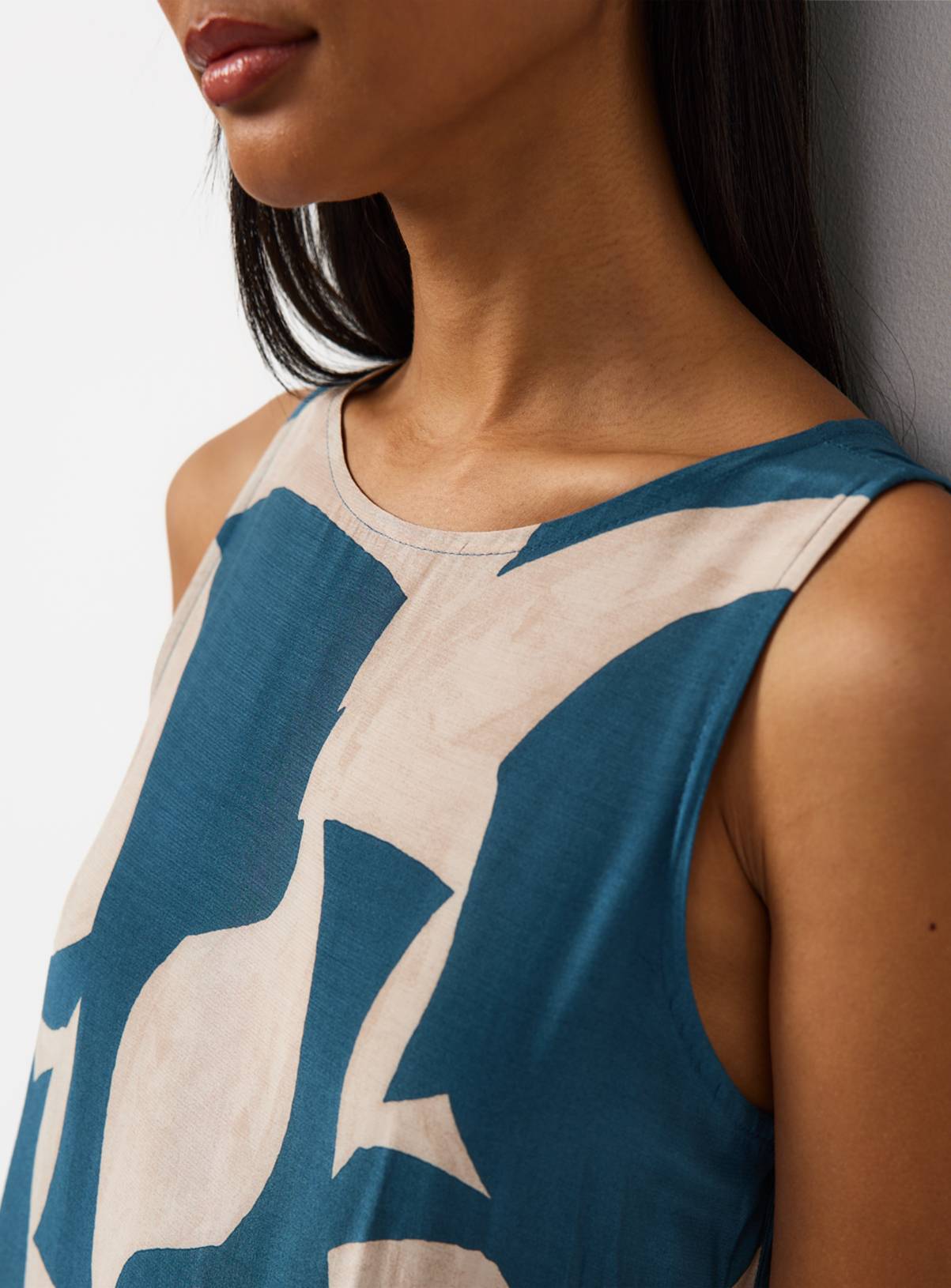 Teal Geo Print Midi Sleeveless Dress 8 - Image 3