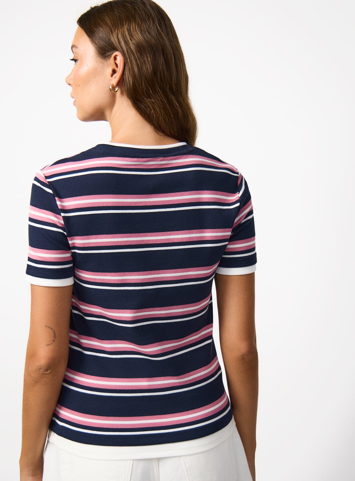 Navy Stripe Print Mock Layer T-Shirt 16 - Image 4 thumbnail