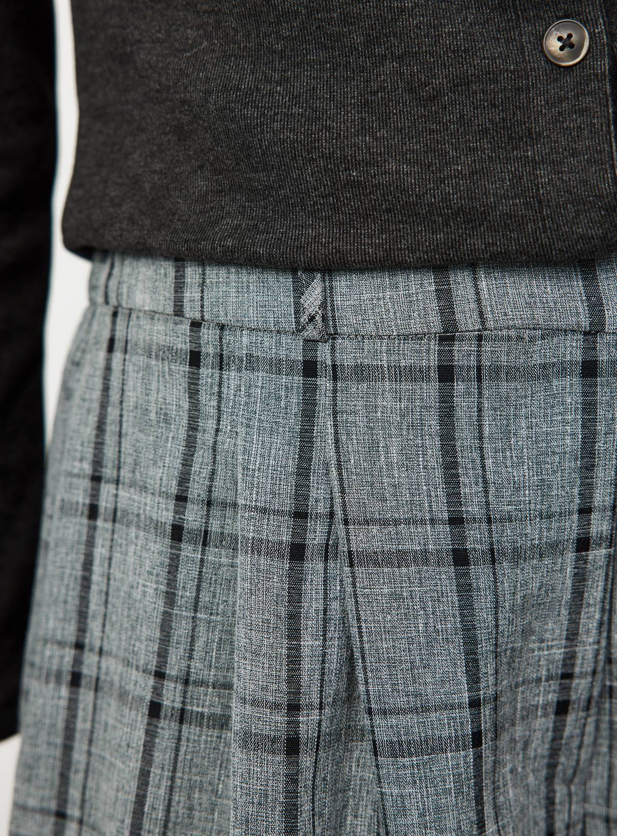Grey Checked Wide Leg Trousers 10S - Image 3