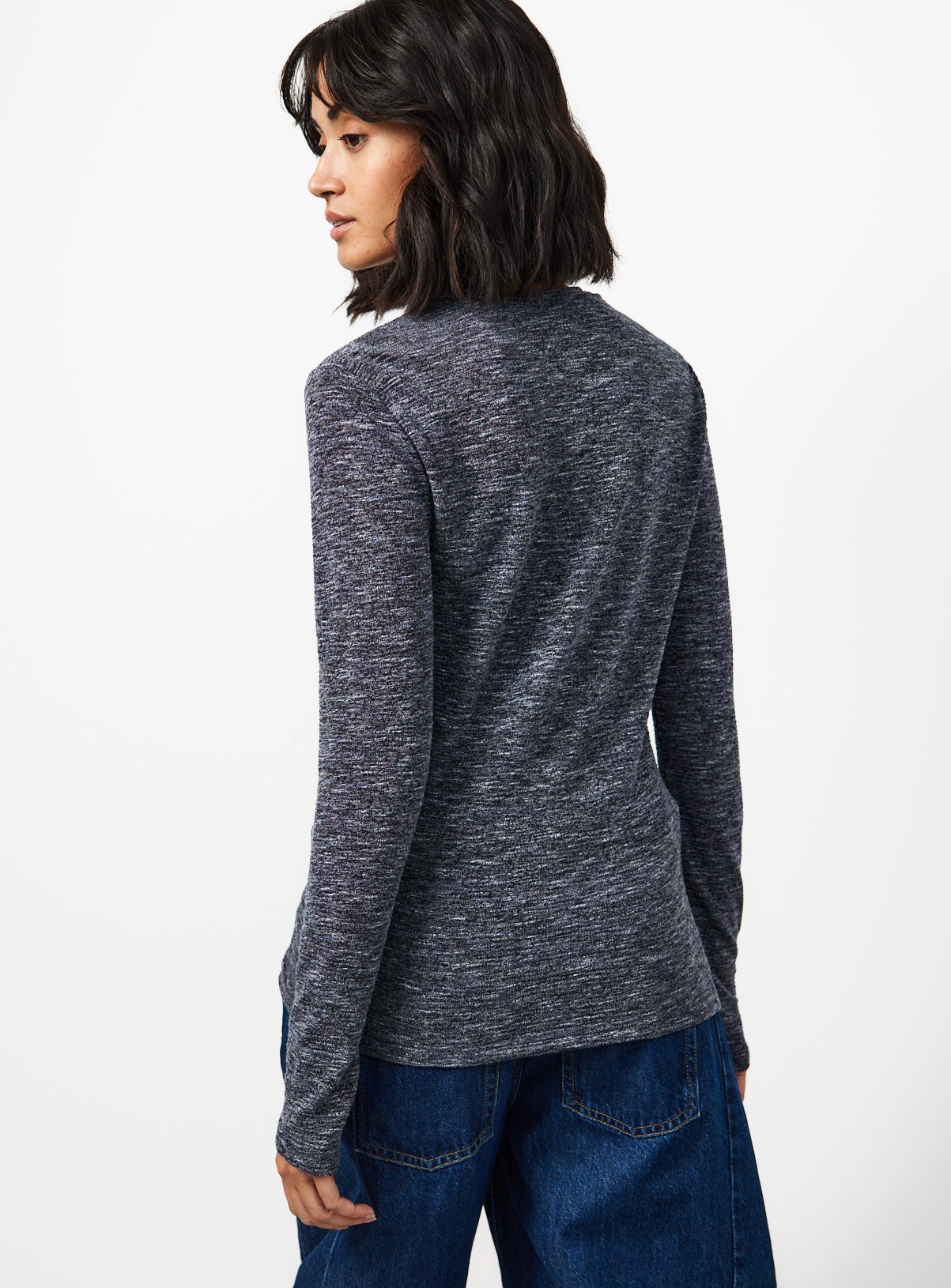 Blue Space Dye Slim Fit Top 22 - Image 4 thumbnail