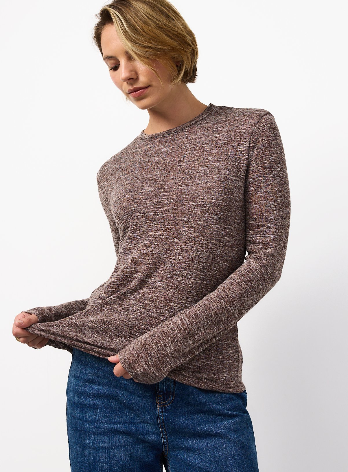 Brown Space Dye Slim Fit Top 22 - Image 1 thumbnail