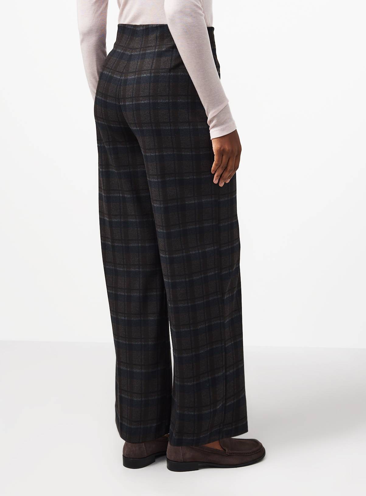 Navy Wide Leg Ponte Trousers 8R - Image 4
