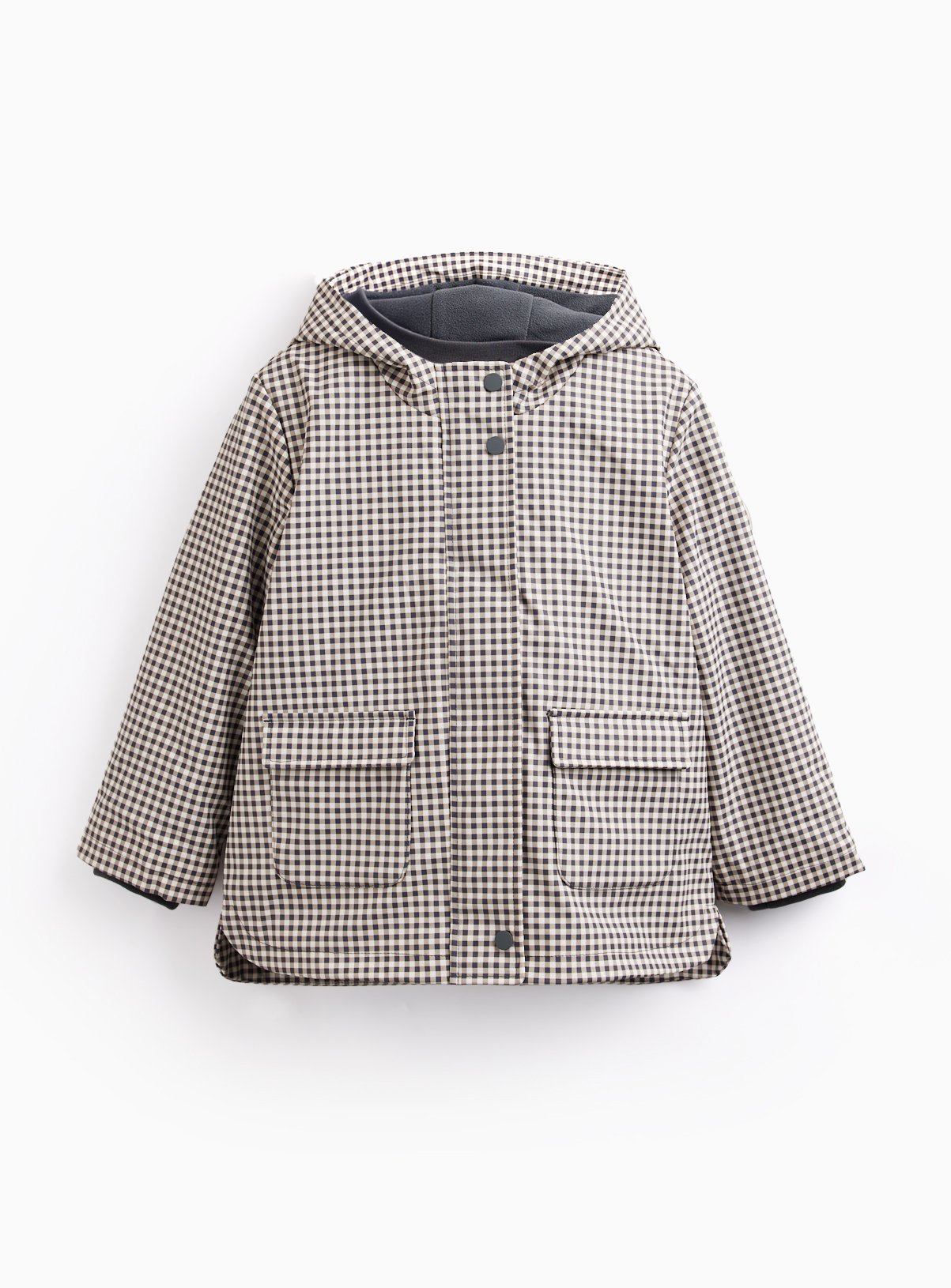 Mono Gingham Print Fleece Lined Mac 7-8 years - Image 2 thumbnail