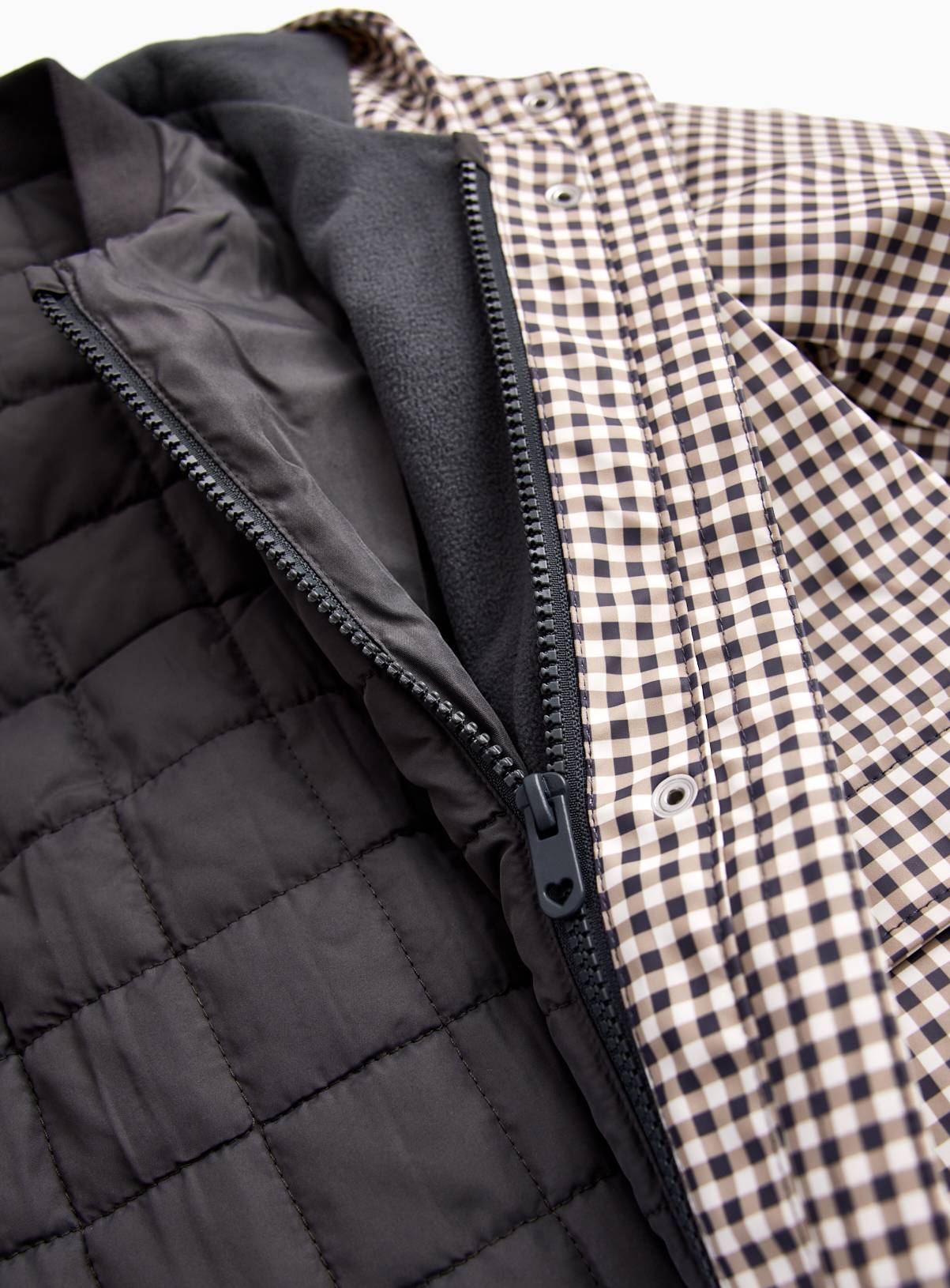 Mono Gingham Print Fleece Lined Mac 7-8 years - Image 3
