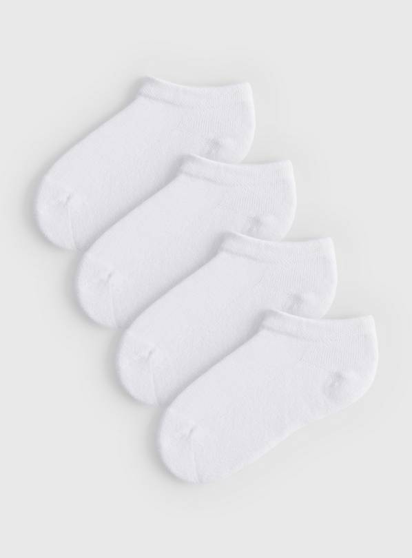 White Cushioned Sole Trainer Socks 4 Pack 12.5-3.5