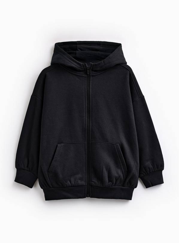 Black Zip-Through Kangaroo Pocket Hoodie  5 years