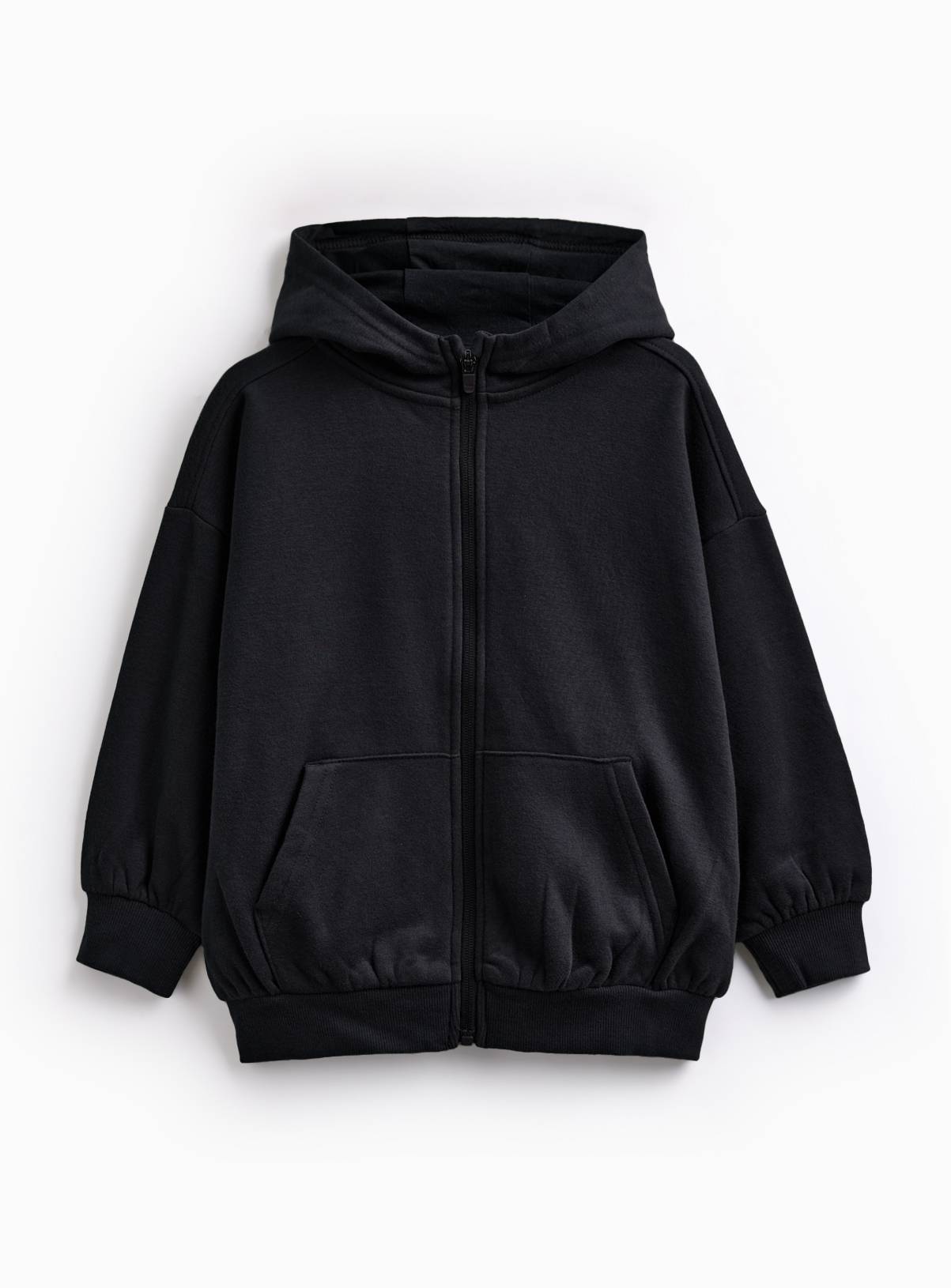 Black Zip-Through Kangaroo Pocket Hoodie  13 years - Image 1