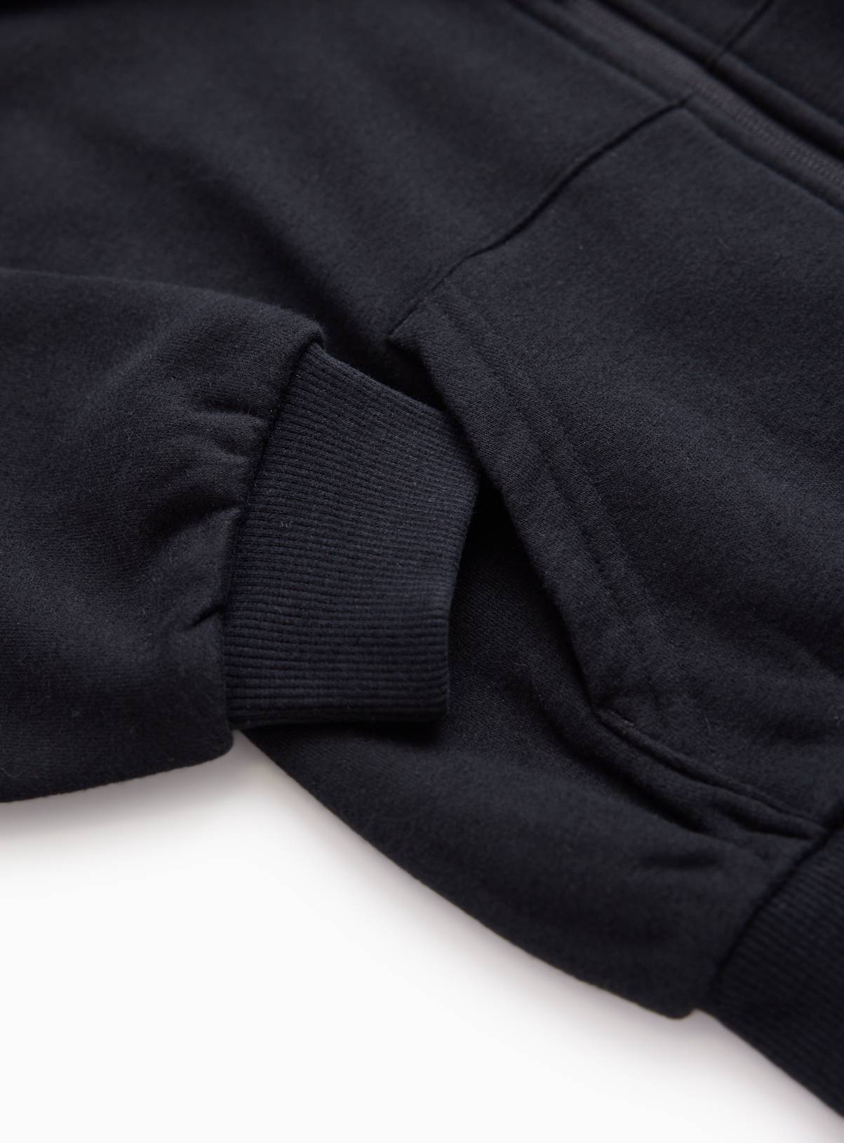 Black Zip-Through Kangaroo Pocket Hoodie  13 years - Image 2