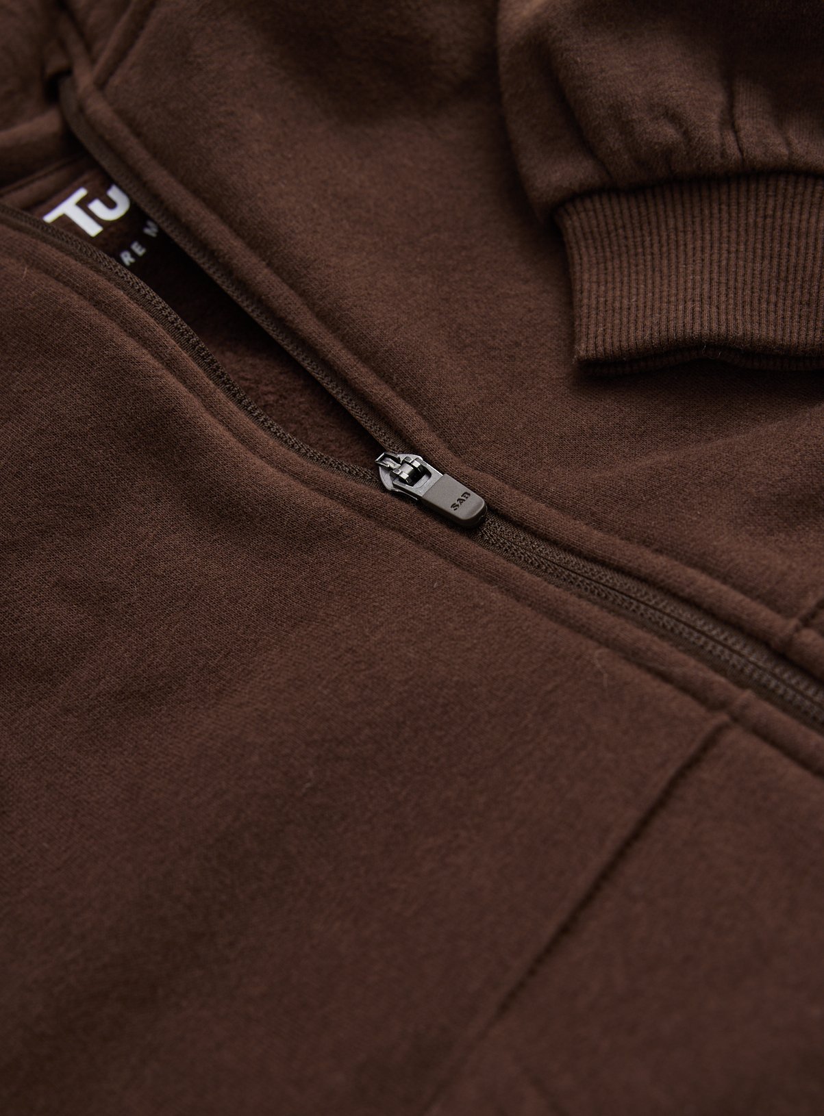 Brown Zip-Through Kangaroo Pocket Hoodie  13 years - Image 2 thumbnail