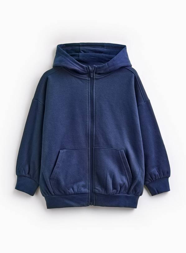 Navy Zip-Through Kangaroo Pocket Hoodie  7 years