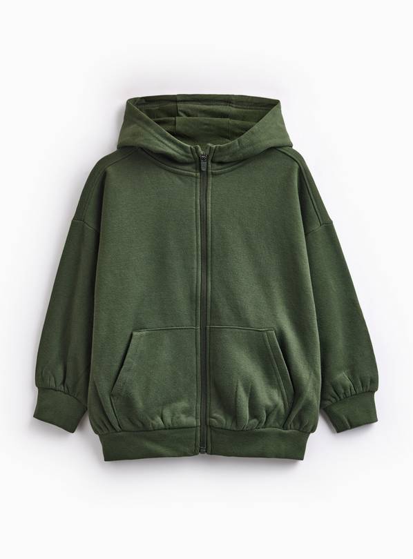 Khaki Zip-Through Kangaroo Pocket Hoodie  4 years