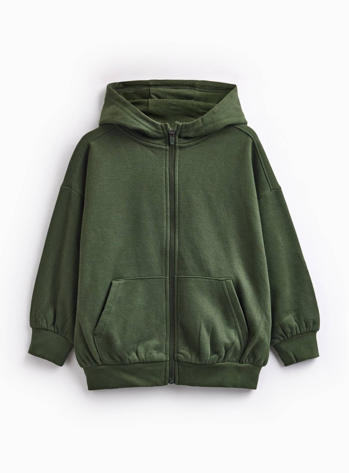 Khaki Zip-Through Kangaroo Pocket Hoodie  11 years - Image 1