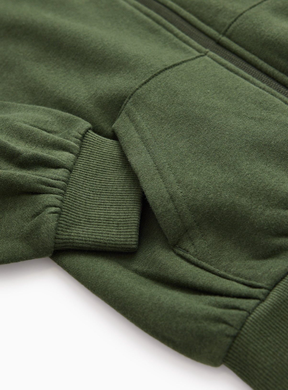 Khaki Zip-Through Kangaroo Pocket Hoodie  11 years - Image 2 thumbnail