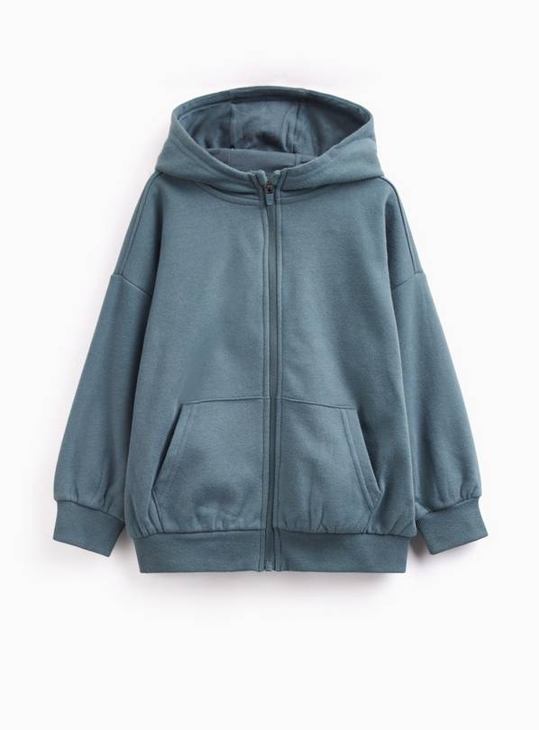 Teal Zip-Through Kangaroo Pocket Hoodie  13 years