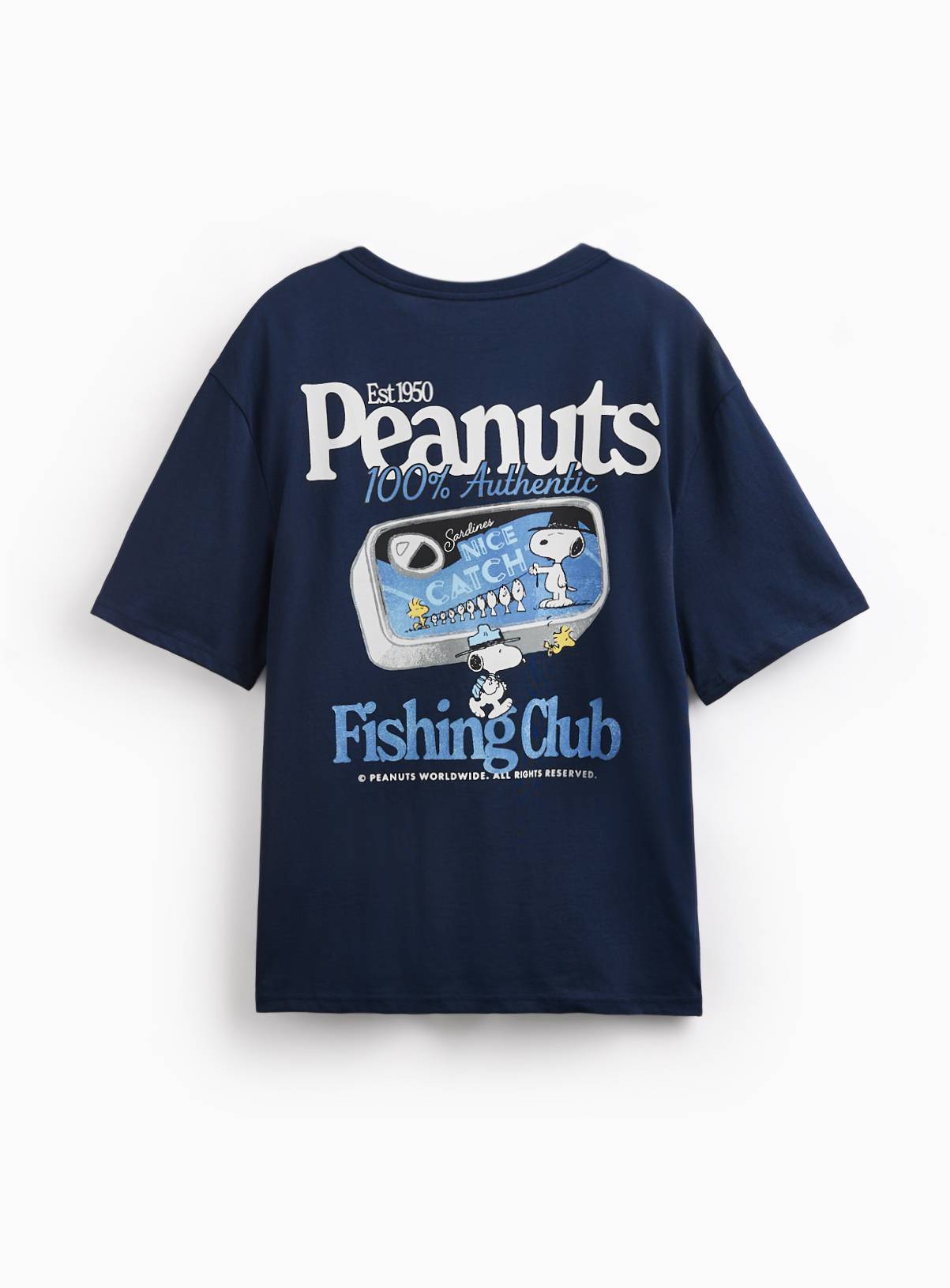 Navy Snoopy Fishing Club Graphic Relaxed Fit T-Shirt XXXL - Image 4