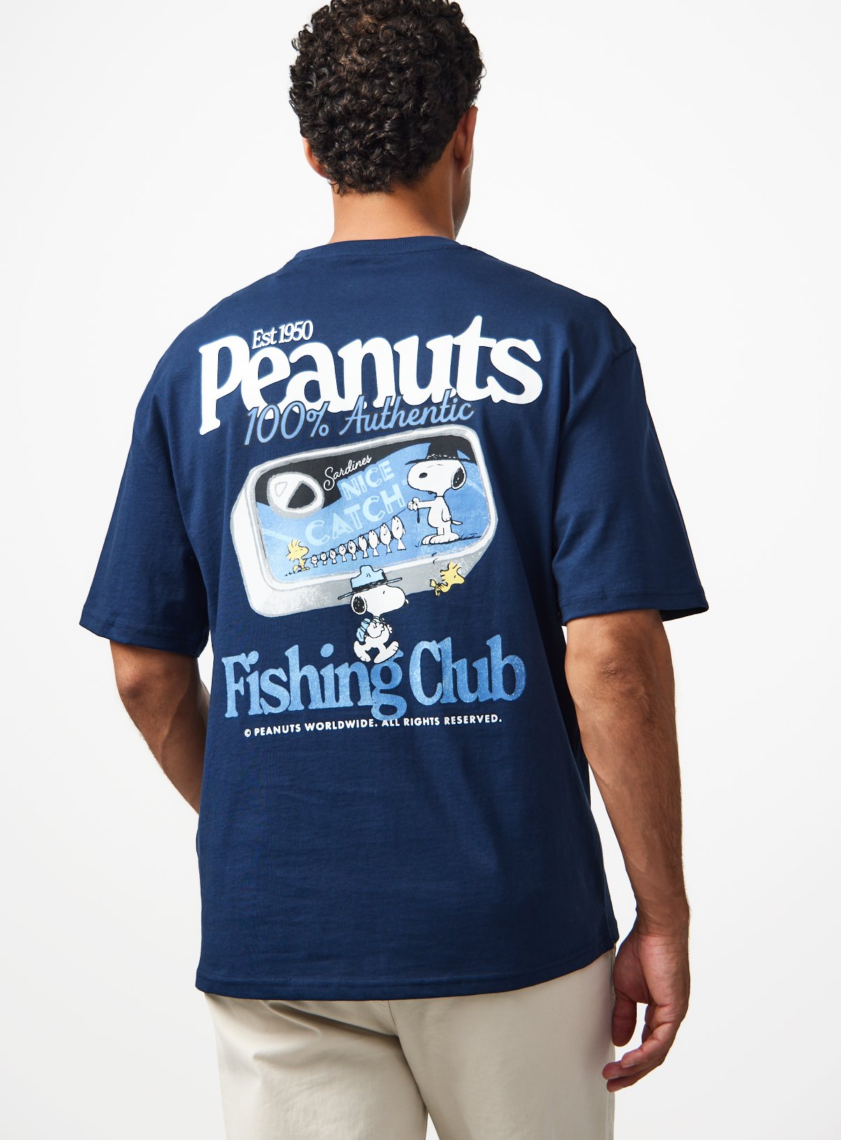 Navy Snoopy Fishing Club Graphic Relaxed Fit T-Shirt XXXL - Image 5 thumbnail