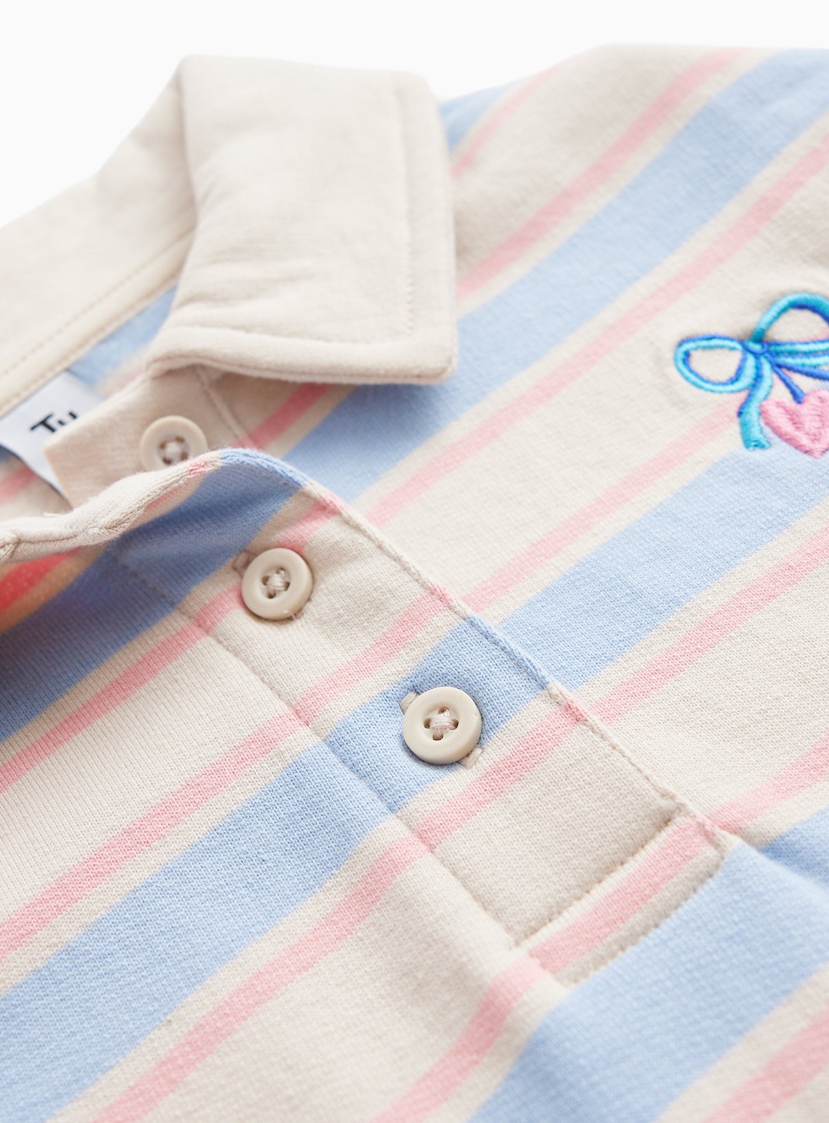 Cream & Blue Rugby Stripe Top 6-7 years - Image 2 thumbnail