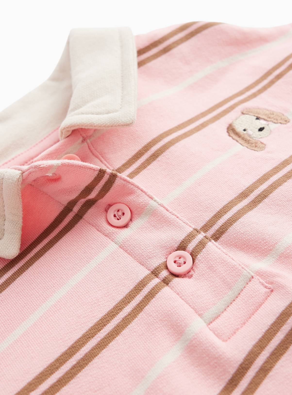 Cream & Pink Rugby Stripe Top 7-8 years - Image 2