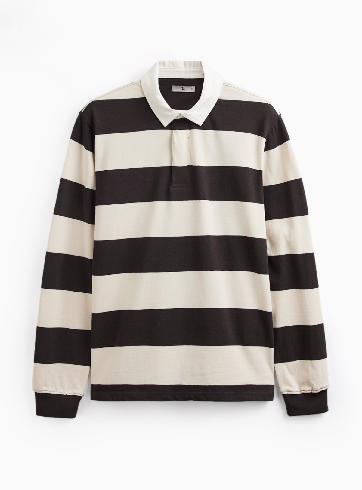 Brown Stripe Print Rugby Shirt XXL - Image 3 thumbnail