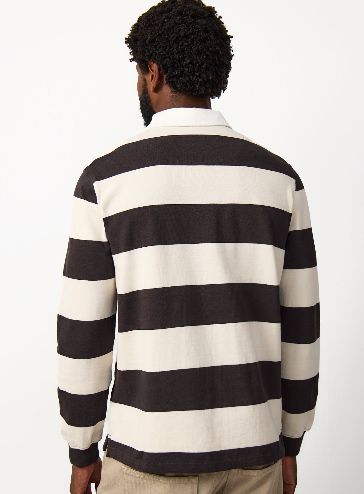 Brown Stripe Print Rugby Shirt XXL - Image 5 thumbnail