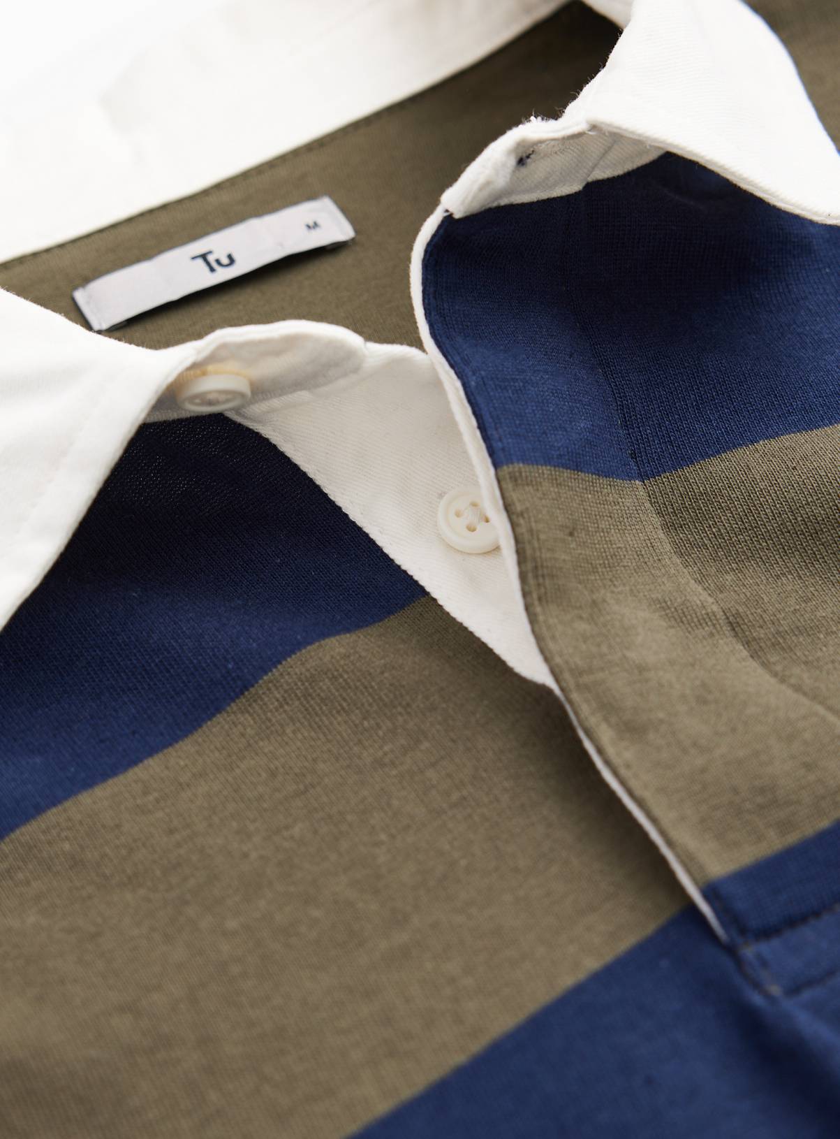 Green Stripe Print Long Sleeve Rugby Shirt XXXL - Image 5