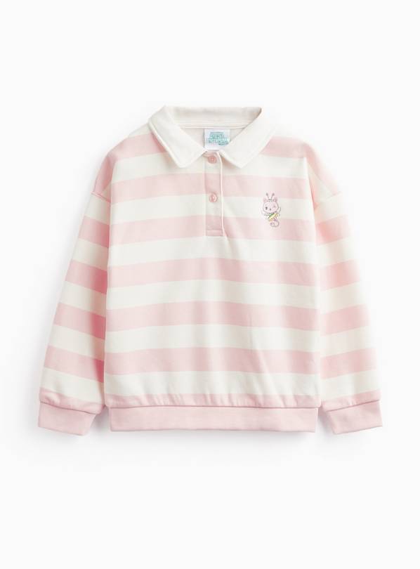 Pink Stripe Gabby's Dollhouse Motif Rugby Sweatshirt 7-8 years