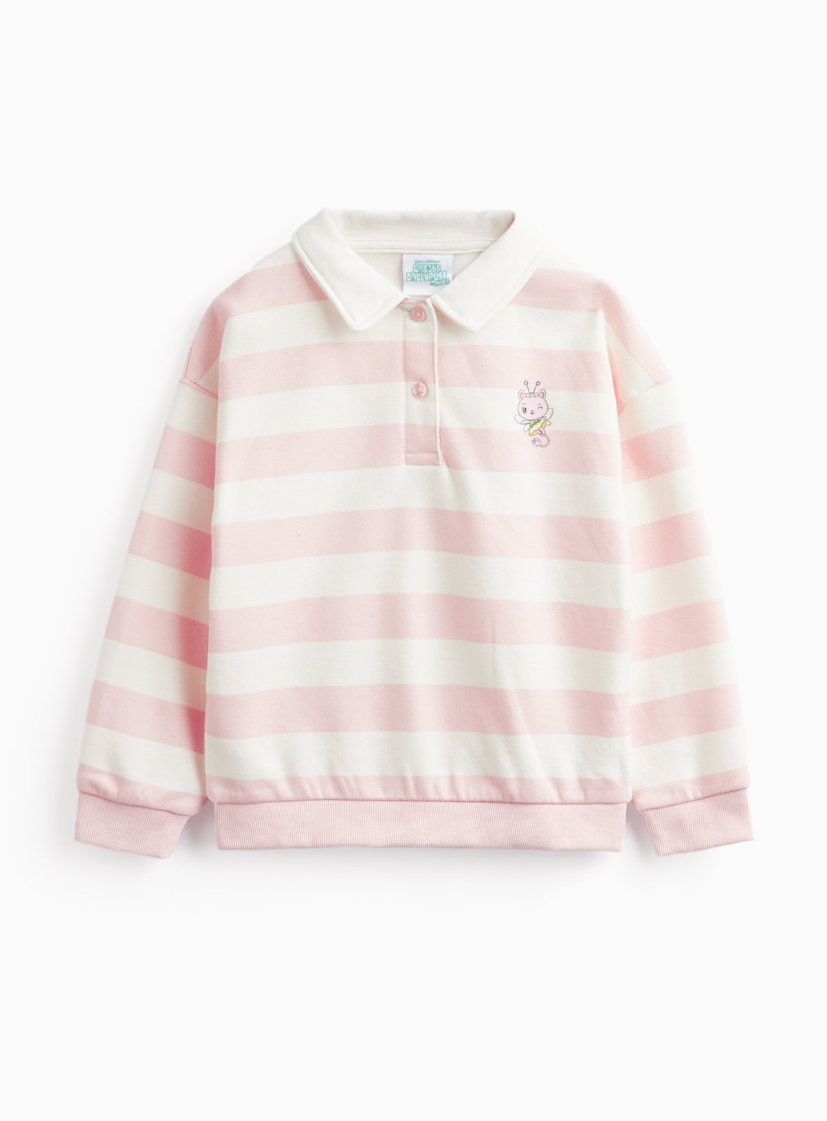 Pink Stripe Gabby's Dollhouse Motif Rugby Sweatshirt 6-7 years - Image 3 thumbnail