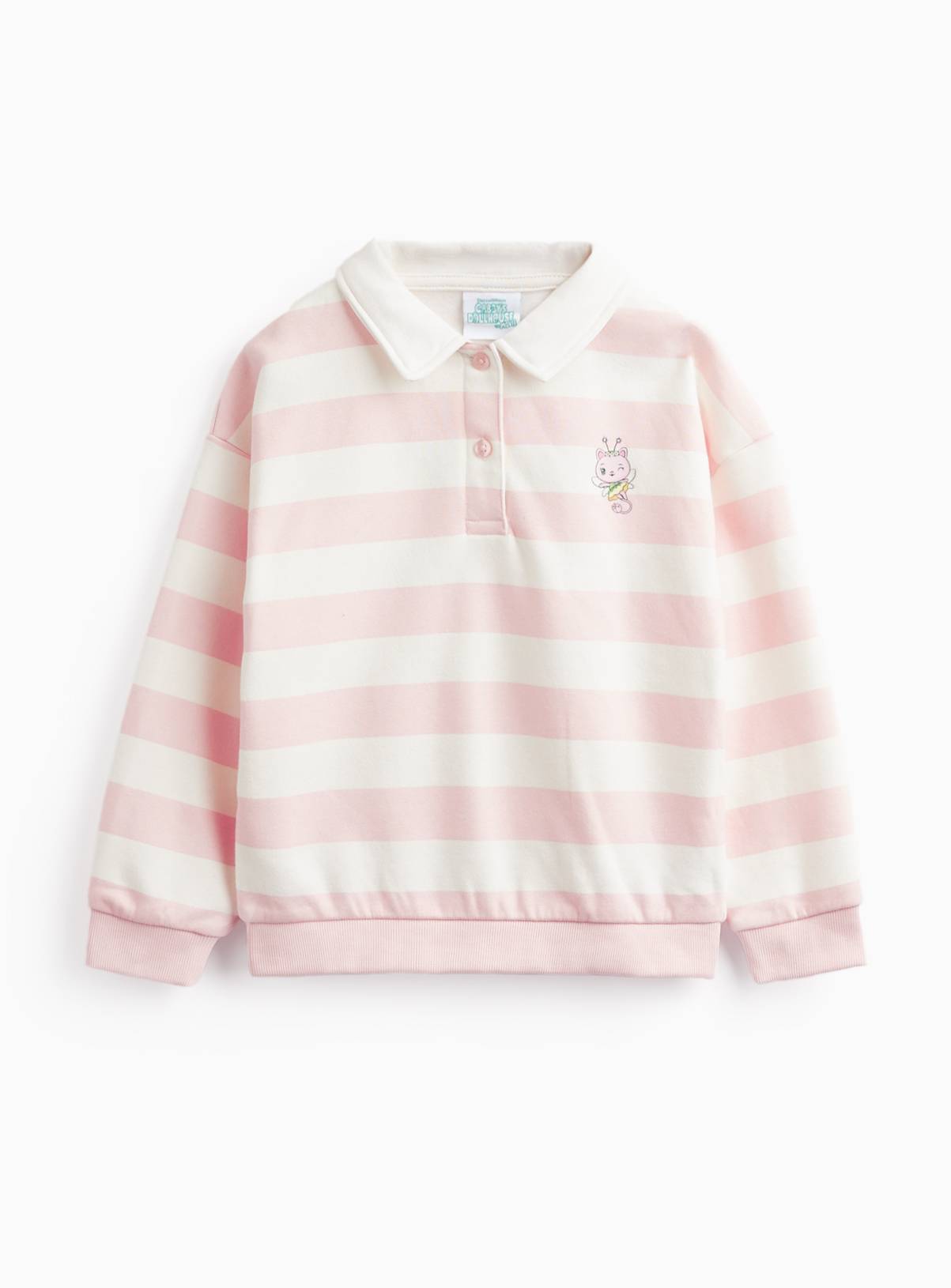 Pink Stripe Gabby's Dollhouse Motif Rugby Sweatshirt 6-7 years - Image 3
