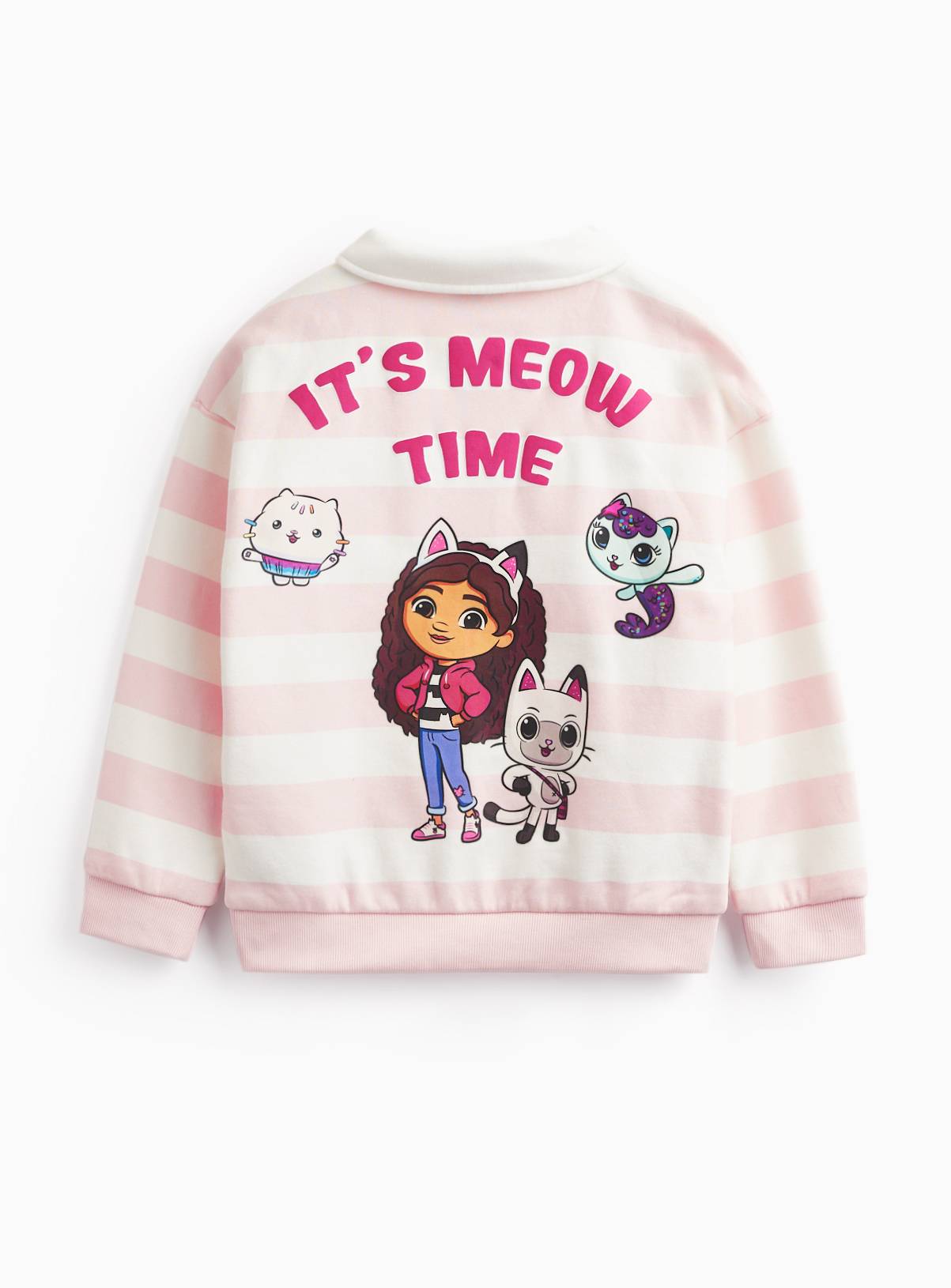 Pink Stripe Gabby's Dollhouse Motif Rugby Sweatshirt 6-7 years - Image 4