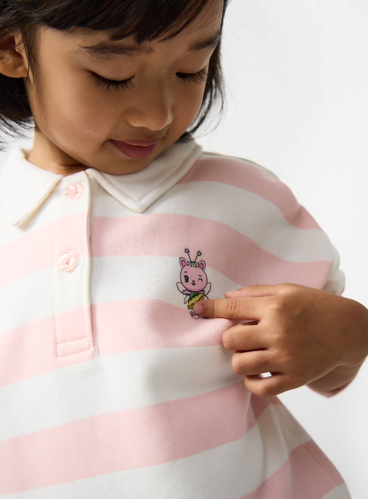 Pink Stripe Gabby's Dollhouse Motif Rugby Sweatshirt 6-7 years - Image 6