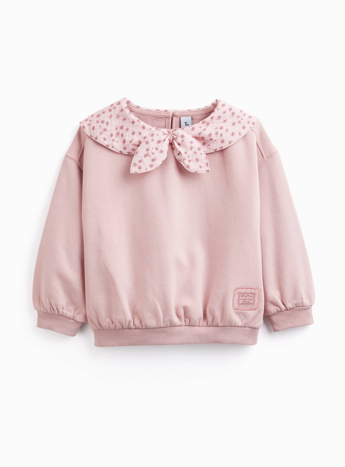 Pink Floral Neck Scarf Sweatshirt 4-5 years - Image 1
