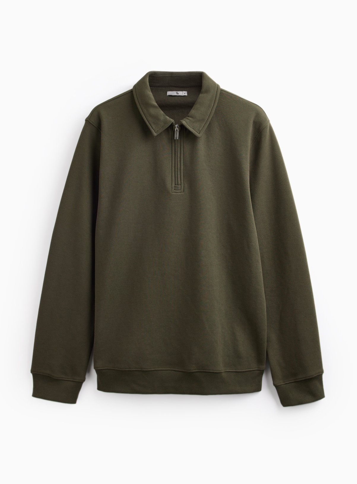 Khaki Twill Collared Half Zip Sweatshirt XXXL - Image 3 thumbnail