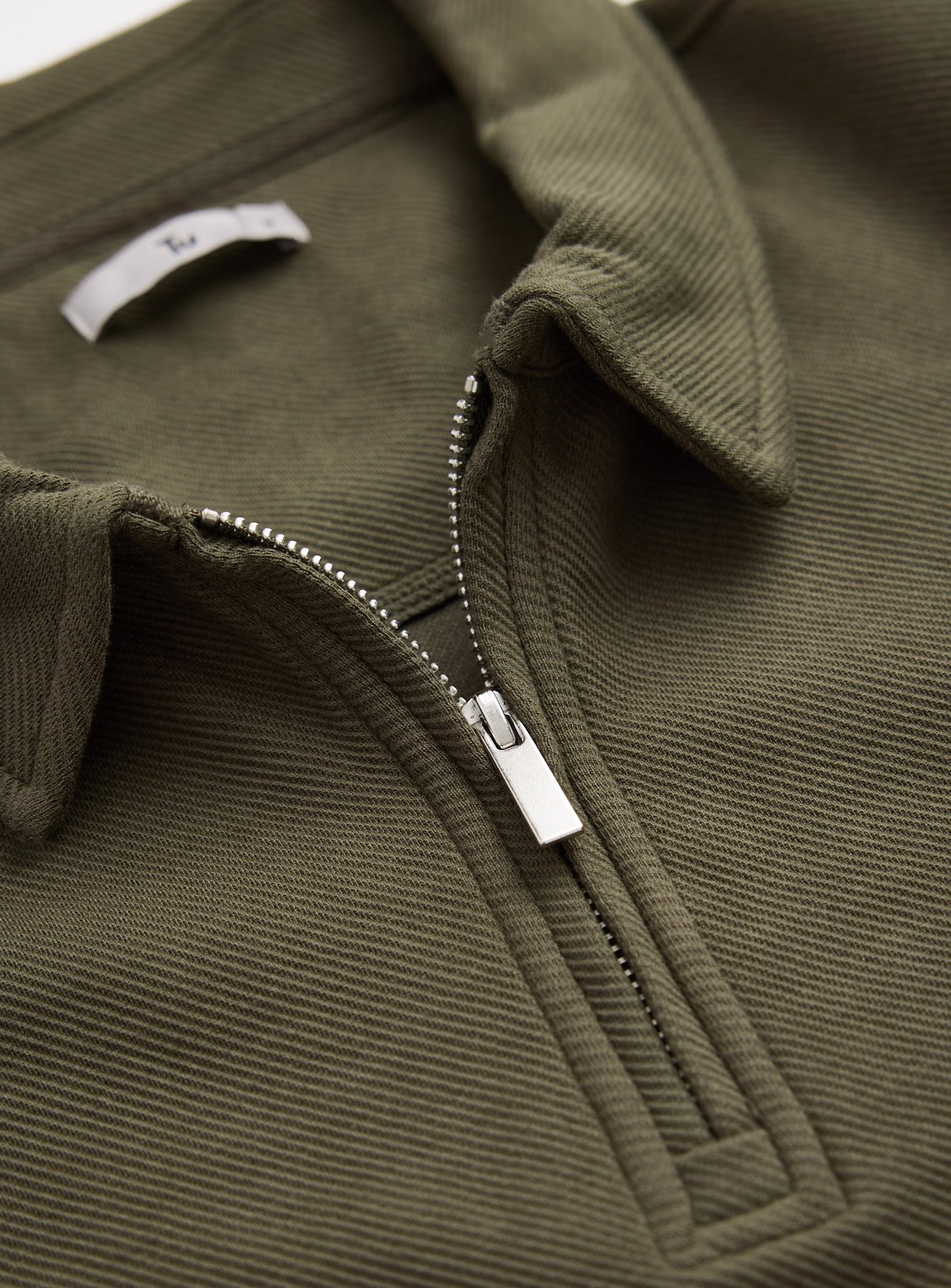 Khaki Twill Collared Half Zip Sweatshirt XXXL - Image 4 thumbnail