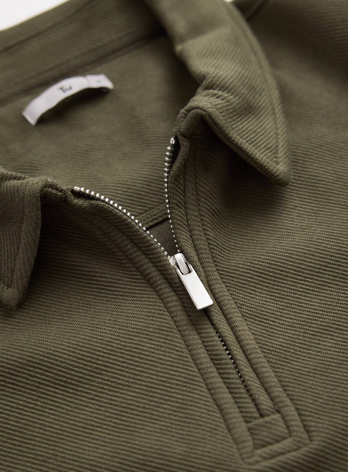 Khaki Twill Collared Half Zip Sweatshirt XXXL - Image 4