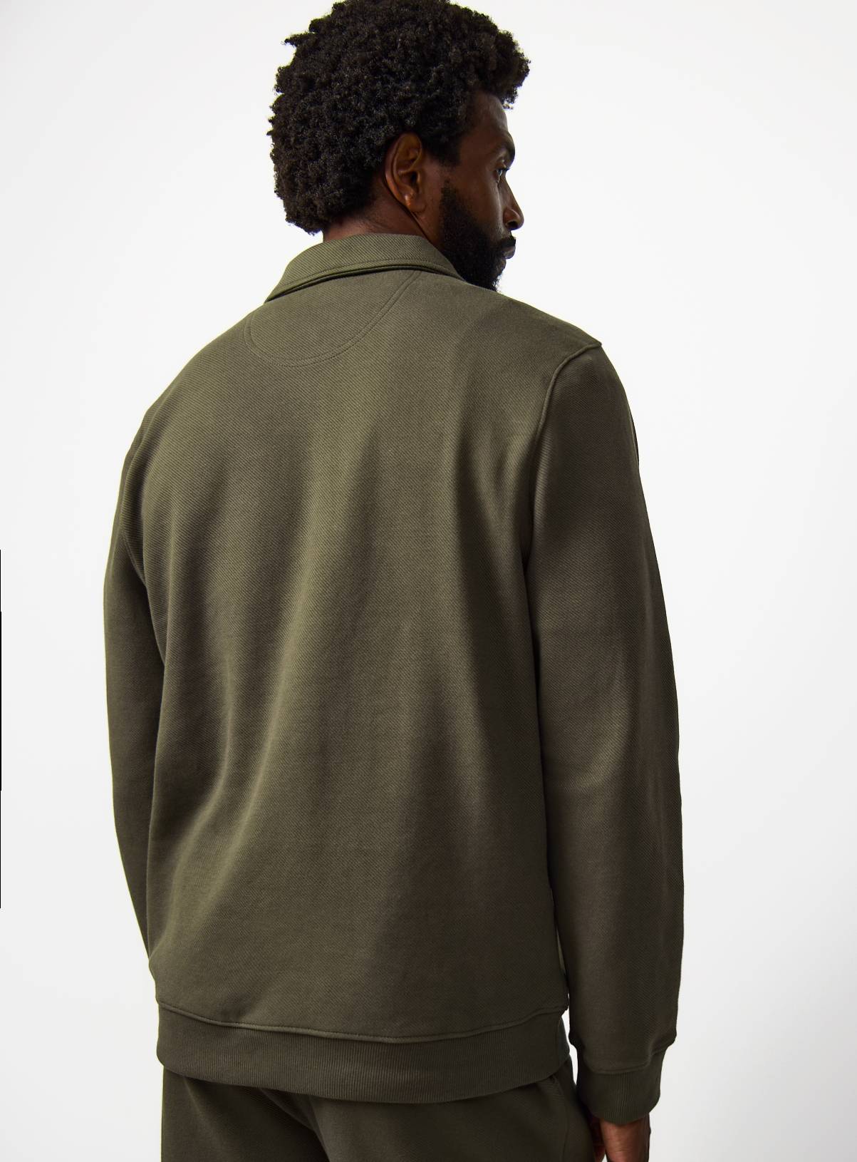 Khaki Twill Collared Half Zip Sweatshirt XXXL - Image 5