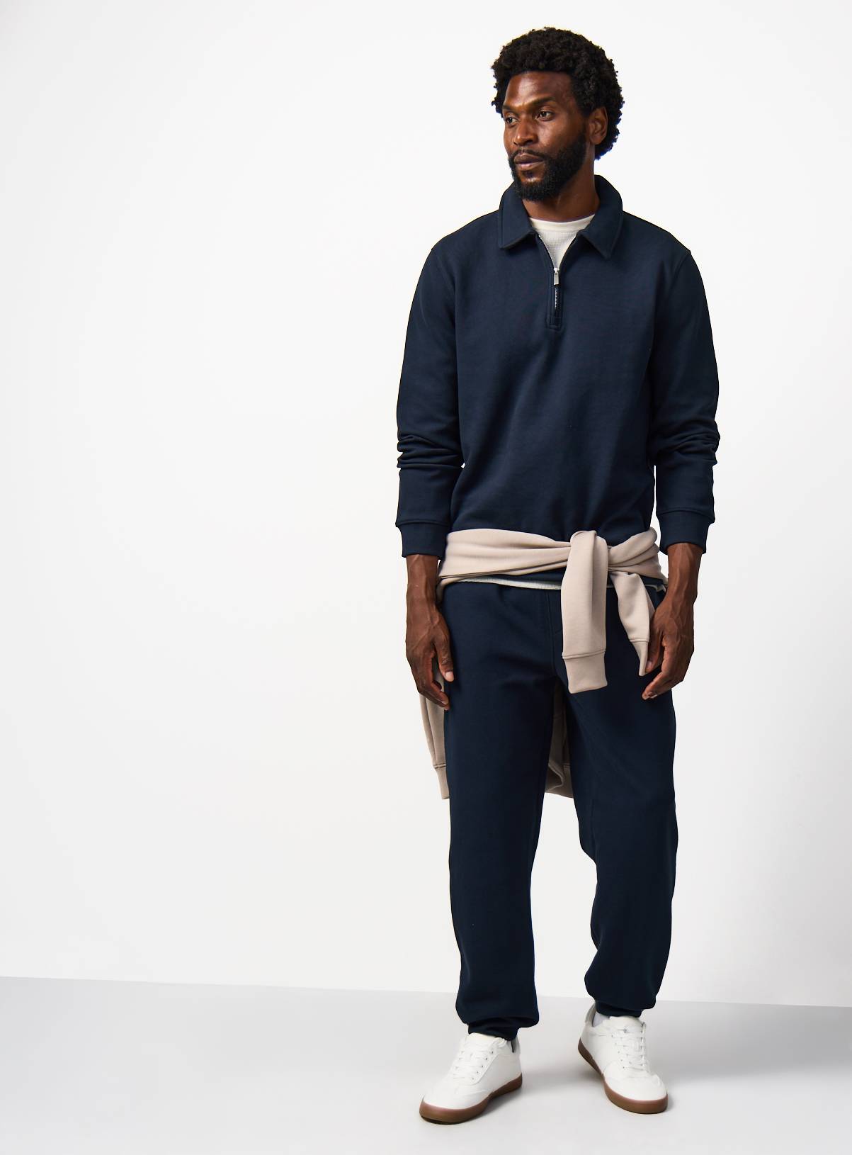 Navy Twill Collared Half Zip Sweatshirt XXXL - Image 2