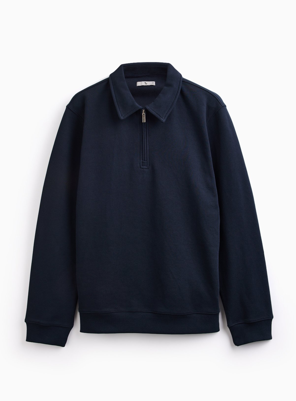Navy Twill Collared Half Zip Sweatshirt XXXL - Image 3 thumbnail