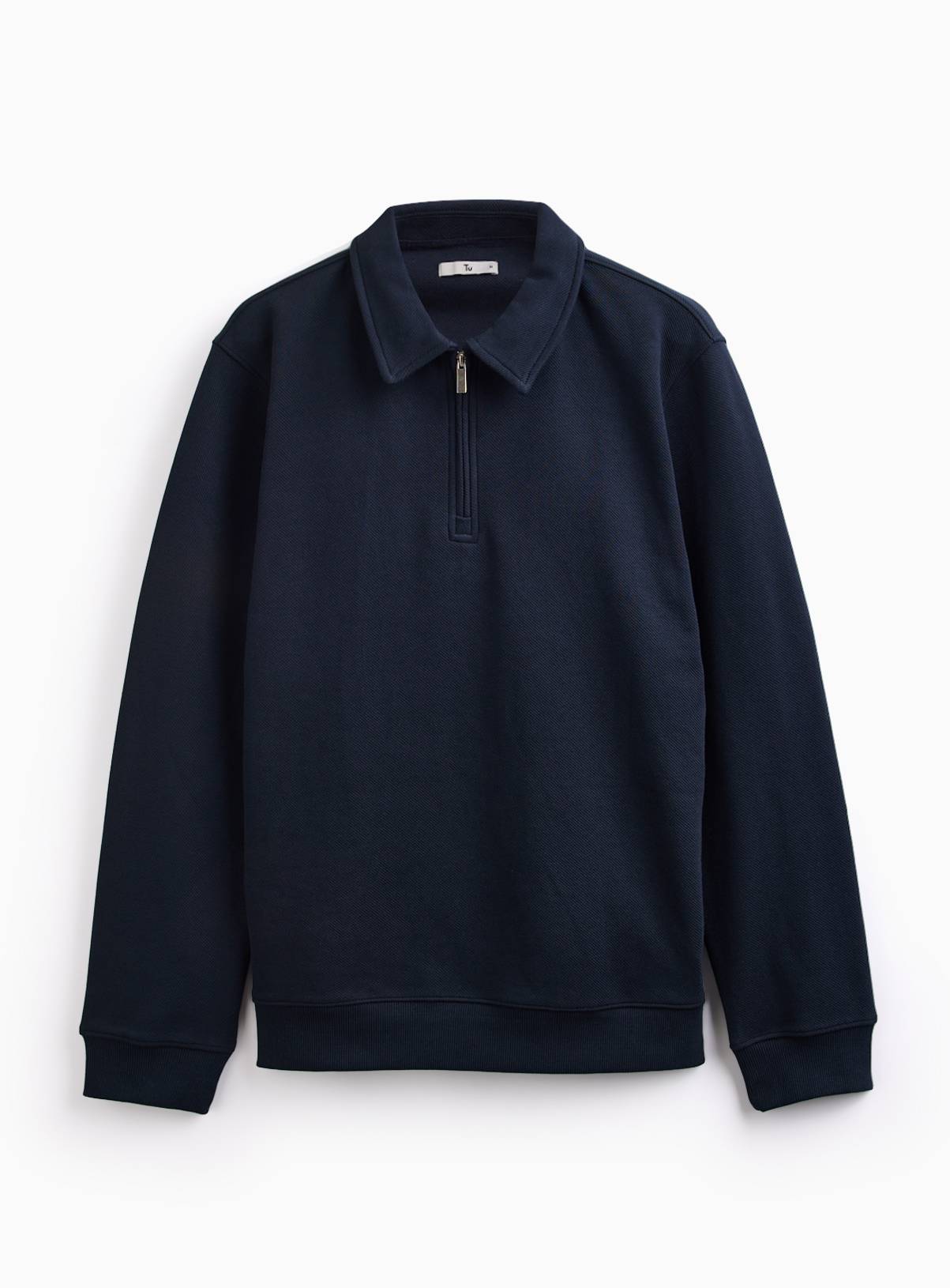 Navy Twill Collared Half Zip Sweatshirt XXXL - Image 3