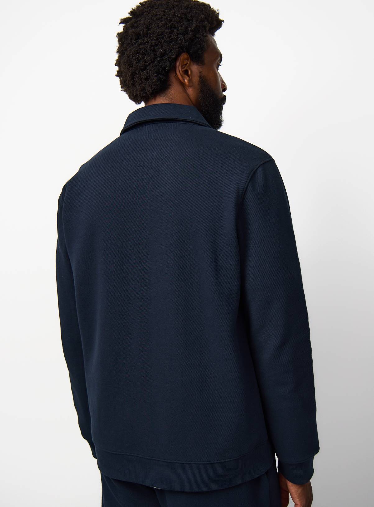 Navy Twill Collared Half Zip Sweatshirt XXXL - Image 5