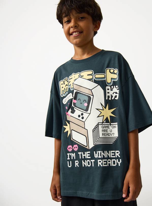 Charcoal Retro Gaming Graphic T-Shirt 10 years