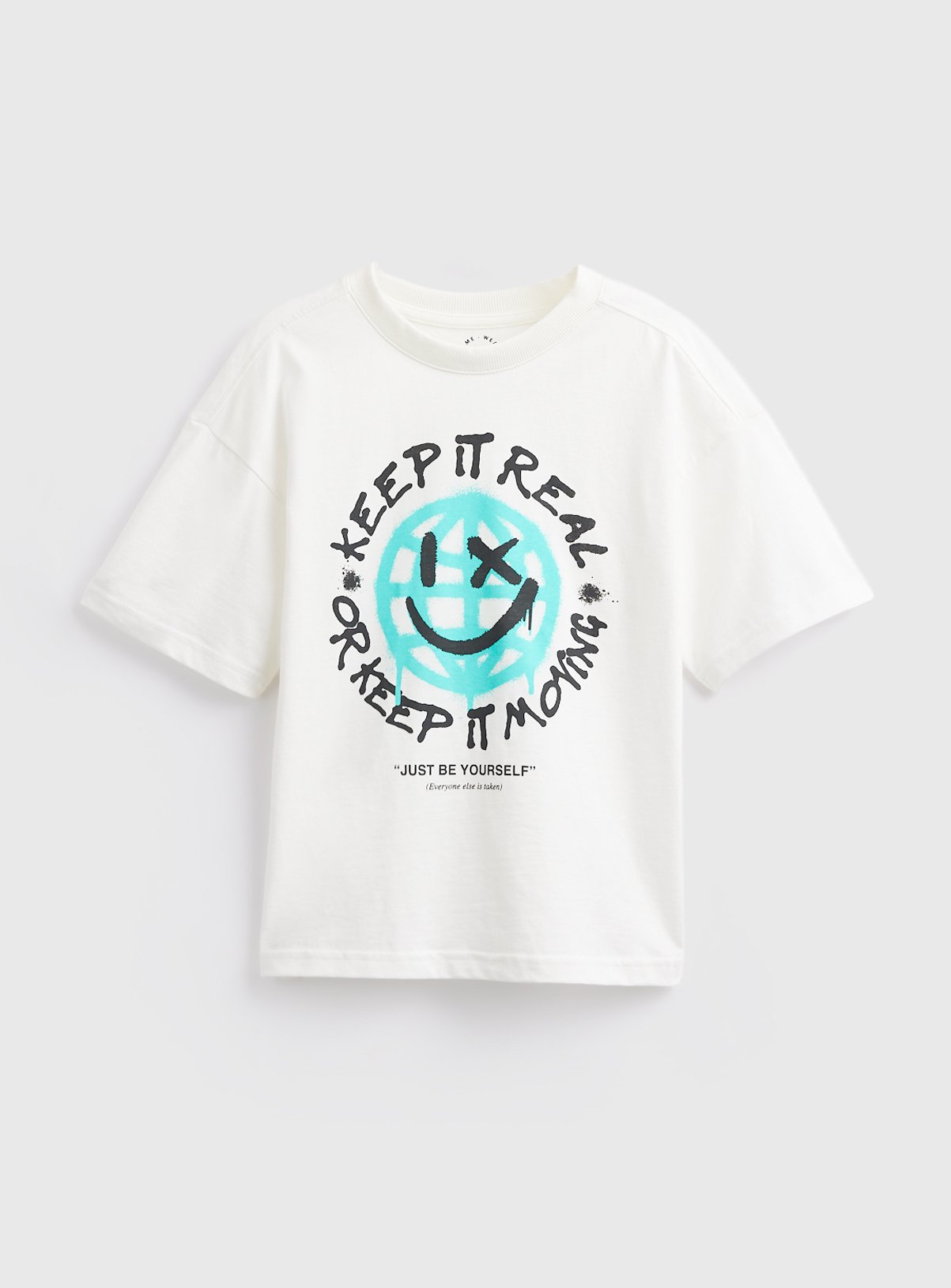 White Smiley Graphic T-Shirt 11 years - Image 3 thumbnail