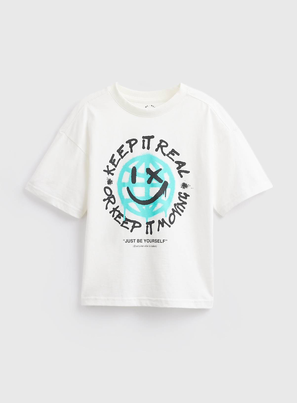 White Smiley Graphic T-Shirt 11 years - Image 3
